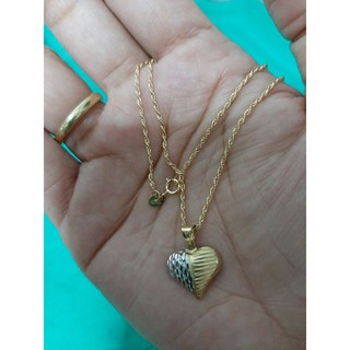 21k Saudi gold necklace with pendant heart Damascus chain 18inches