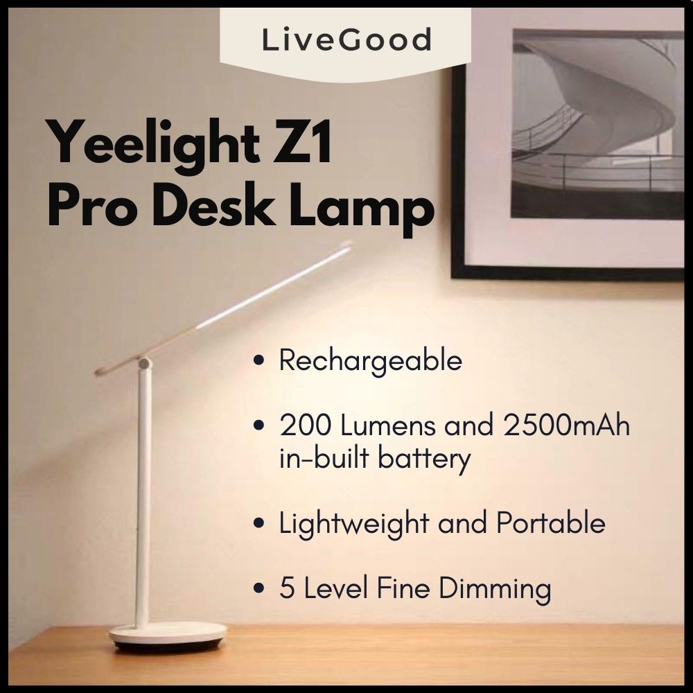 Yeelight LED USBC Rechargeable Z1 Pro Table Desk Lamp (2500mAh / 5W / 200 Lumens) Shopee
