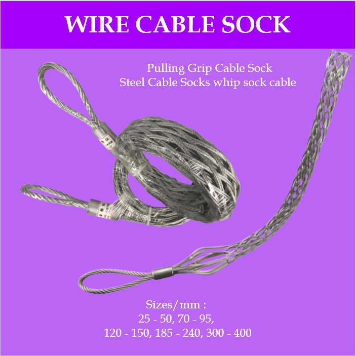 Mago Electric Wire Rope Stick Sock Cable Pulling Grip Steel Towing