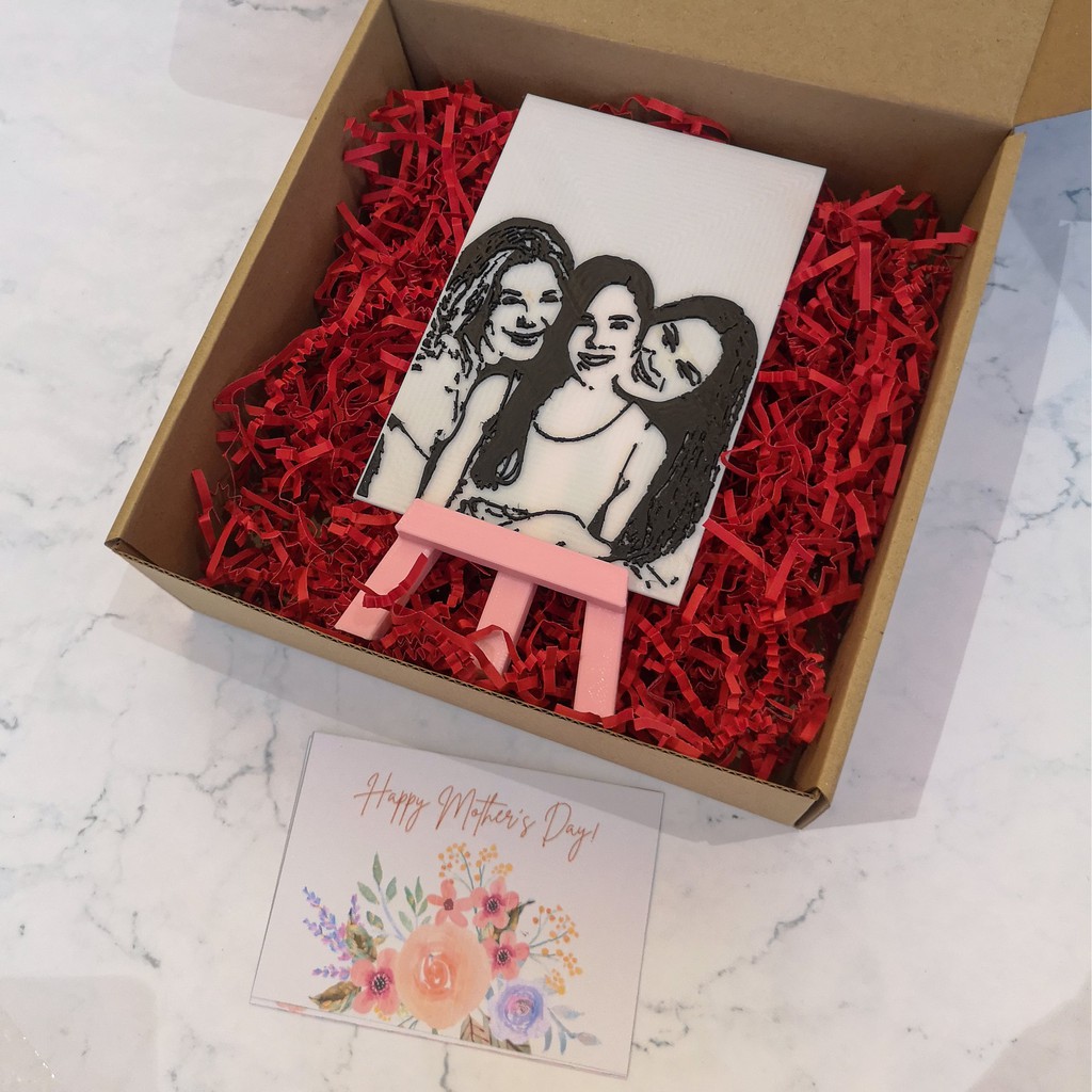Sketch3D + Mini Easel Gift Set Custom Photo Gift 3D Printed Table Top