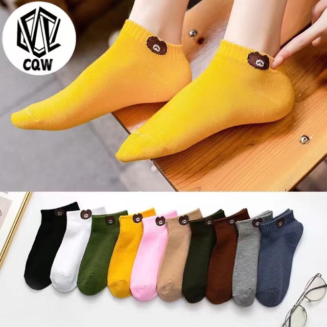 CQW Korean Cute Bear Socks Breathable Iconic Ankle Socks Cotton Trendy ...