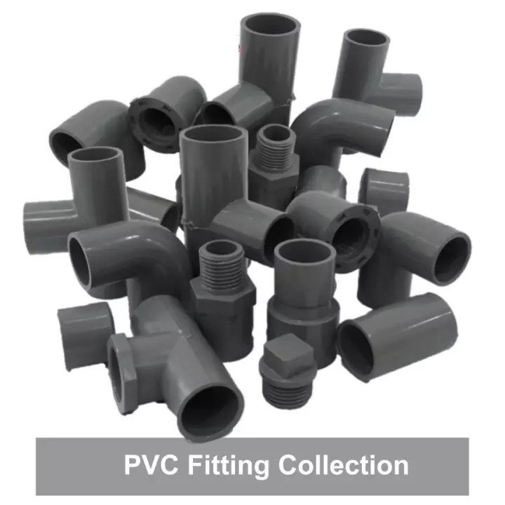 Connector PVC Fitting 1" 25mm Tee Elbow End Cap Grey Pipe / Kelabu