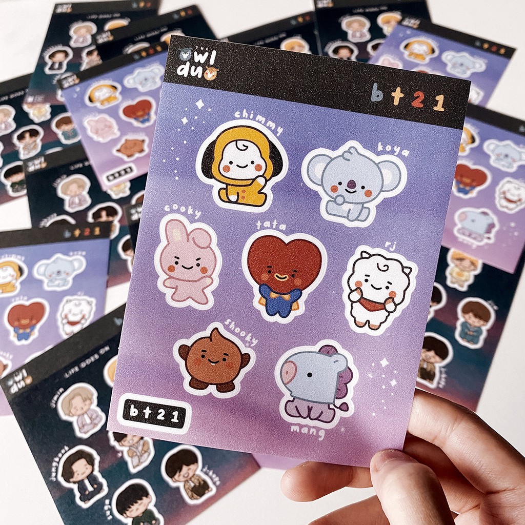 BT21 (BTS x Line Friends) Peel Off Stickers (Glittered) | Shopee ...