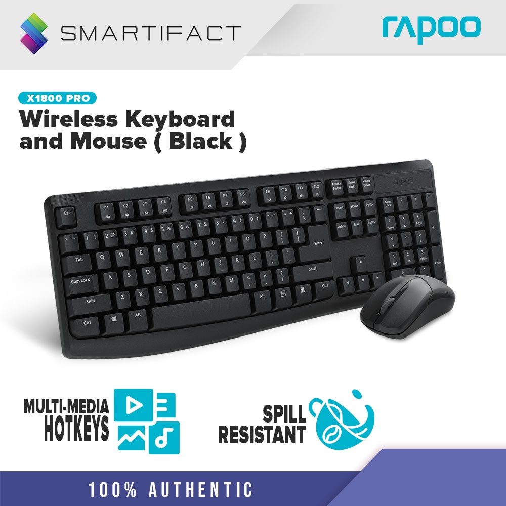 Rapoo X1800PRO Wireless Keyboard and Mouse Combo, Big Enter Key Full