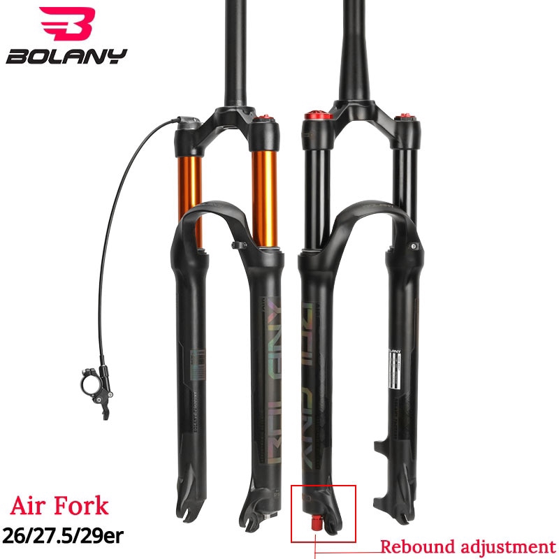 Bolany MTB Bicycle Bike Air Fork Supension Rebound 26 27.5 29er Lock Straight Tapered Mountain Fork