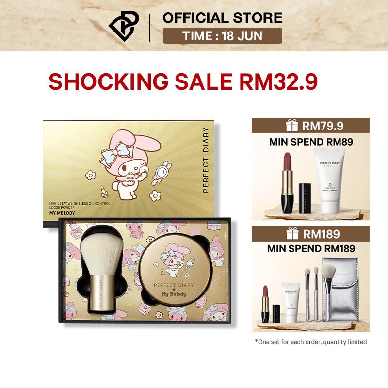 Perfect Diary X Sanrio Loose Powder Halal Certified Matte Finish Bedak