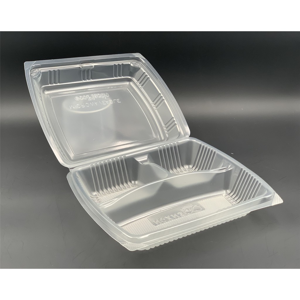 3 Compartment Lunch Box Take Away [ 50pcs± ] Disposable PP Plastic Food ...