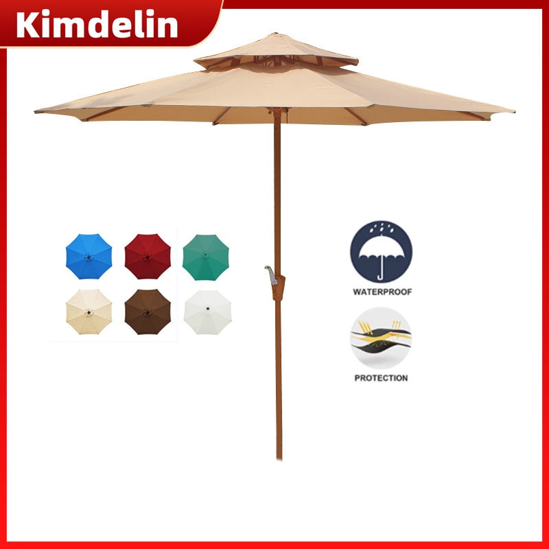 KIMDELIN Dia2.7M Double Layer Garden Umbrella Outdoor Patio Umbrella ...