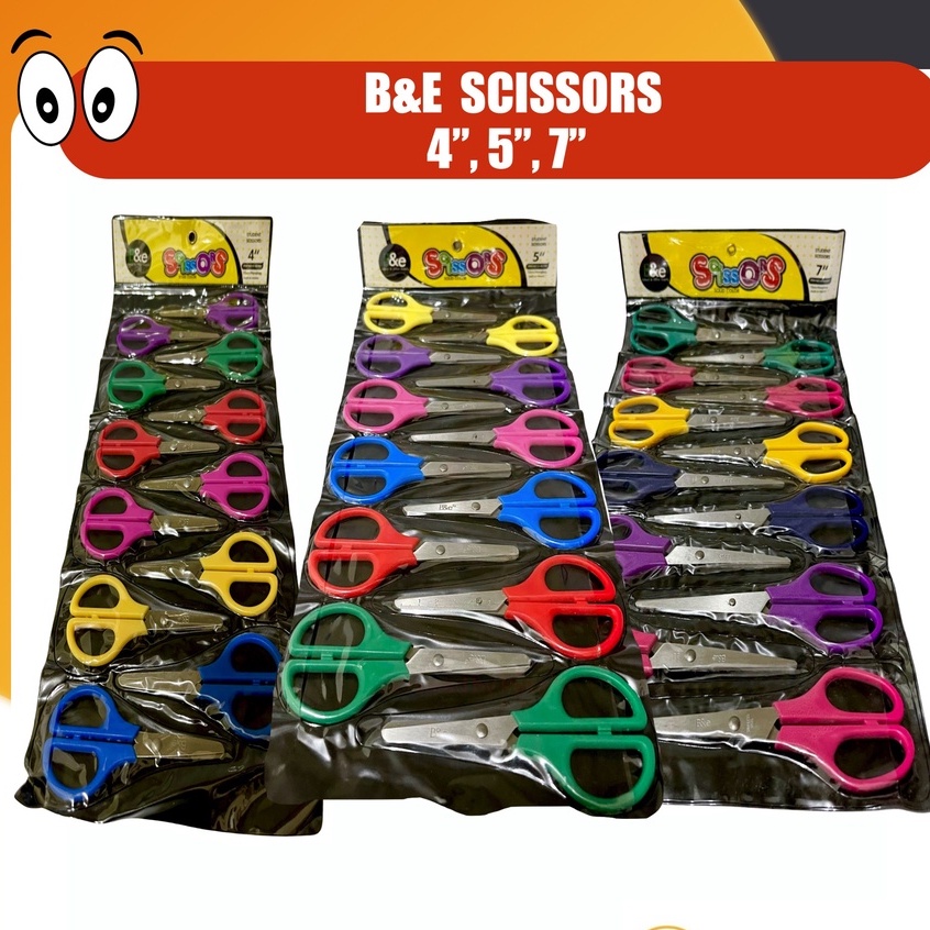 B&E Student Scissors/ Gunting Assorted Colors #4 , #5 ,#7 Sold per ...