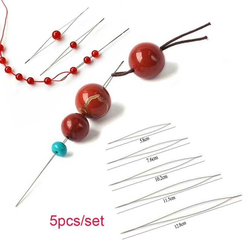 5Pcs Big Eye Open Beading Needles Set Easy Thread String Cord Pins for ...