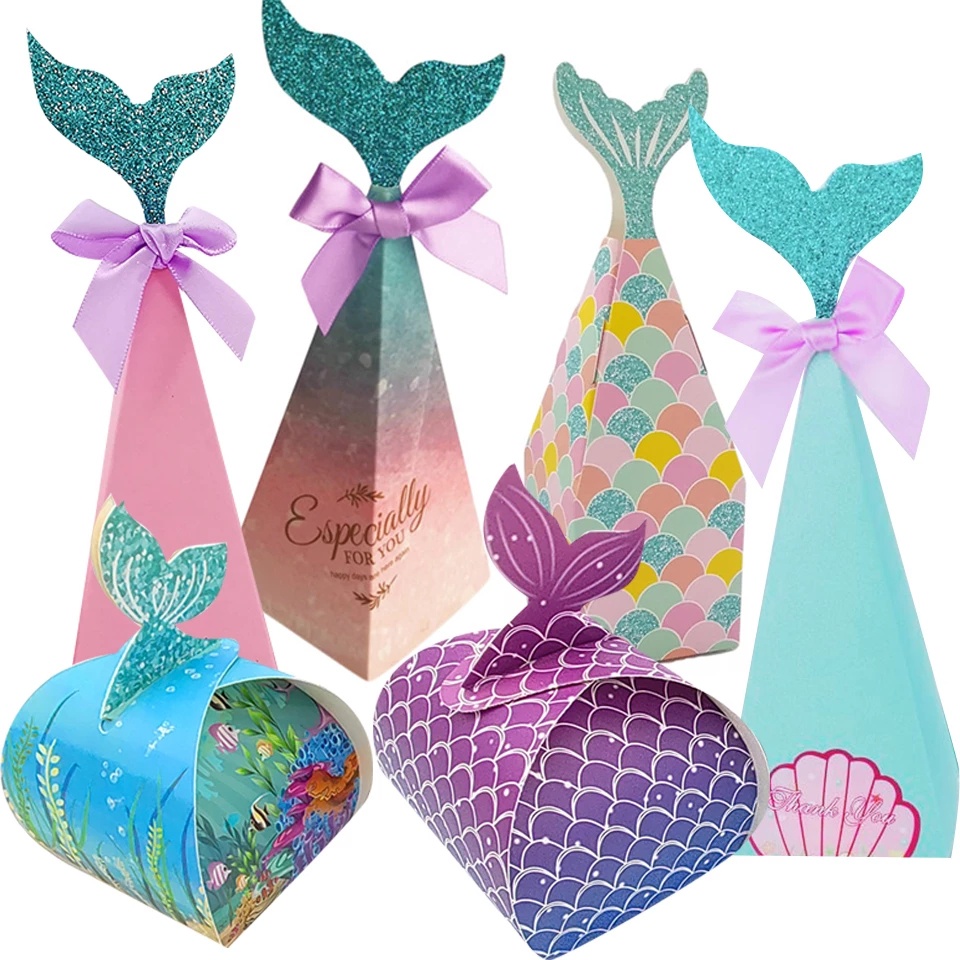 Treat Boxes for Mermaid Party Decorations Purple Candy Box Sea Animals ...