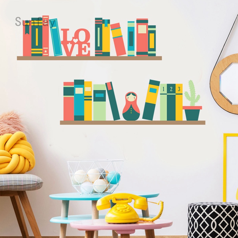 Removable Bookshelf Decorative Sticker Desk Front Decorative Book Wall ...