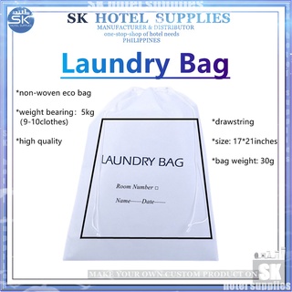 Plastic Hotel Laundry Bag with Drawstring, White – 100/pack