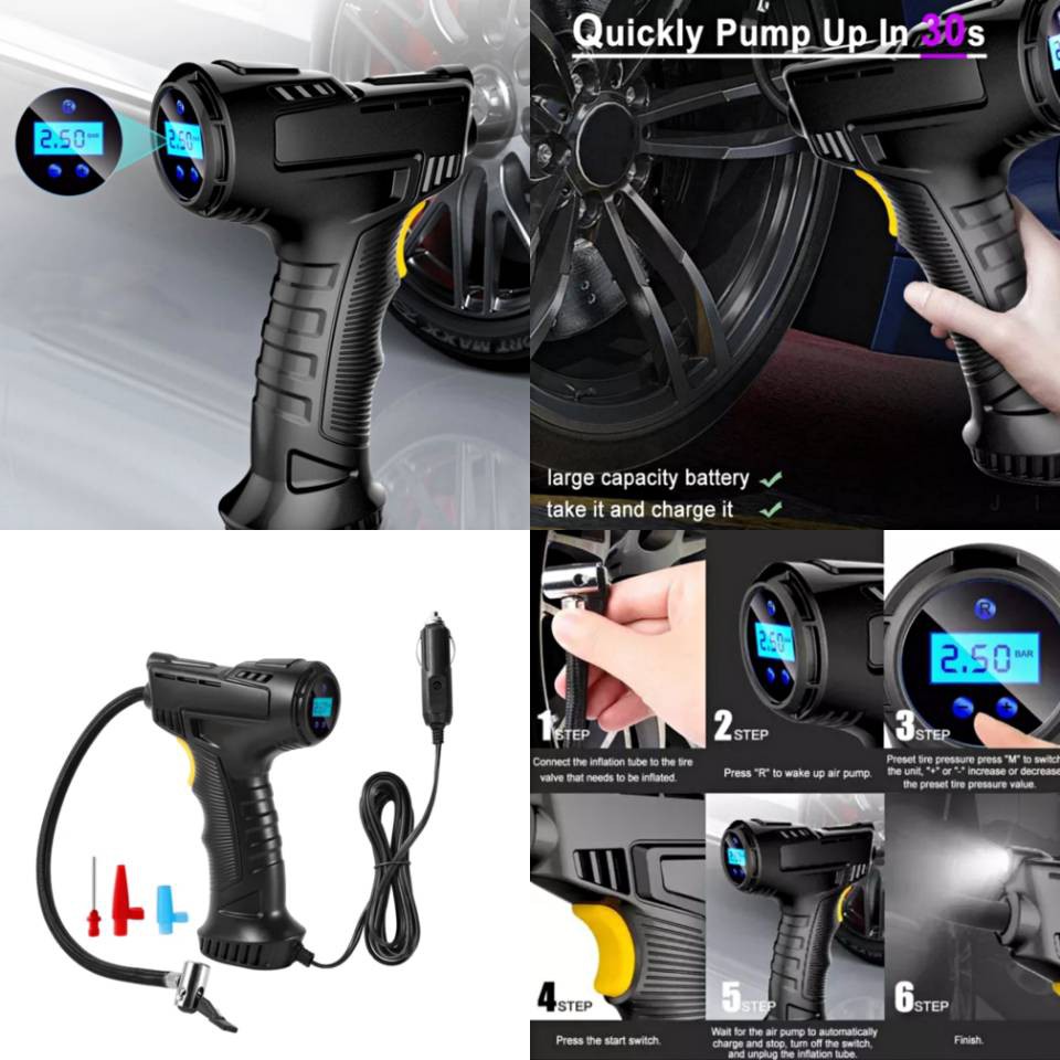 JK CZK-3665 120W Handheld Air Compressor Inflatable Pump Portable Car ...