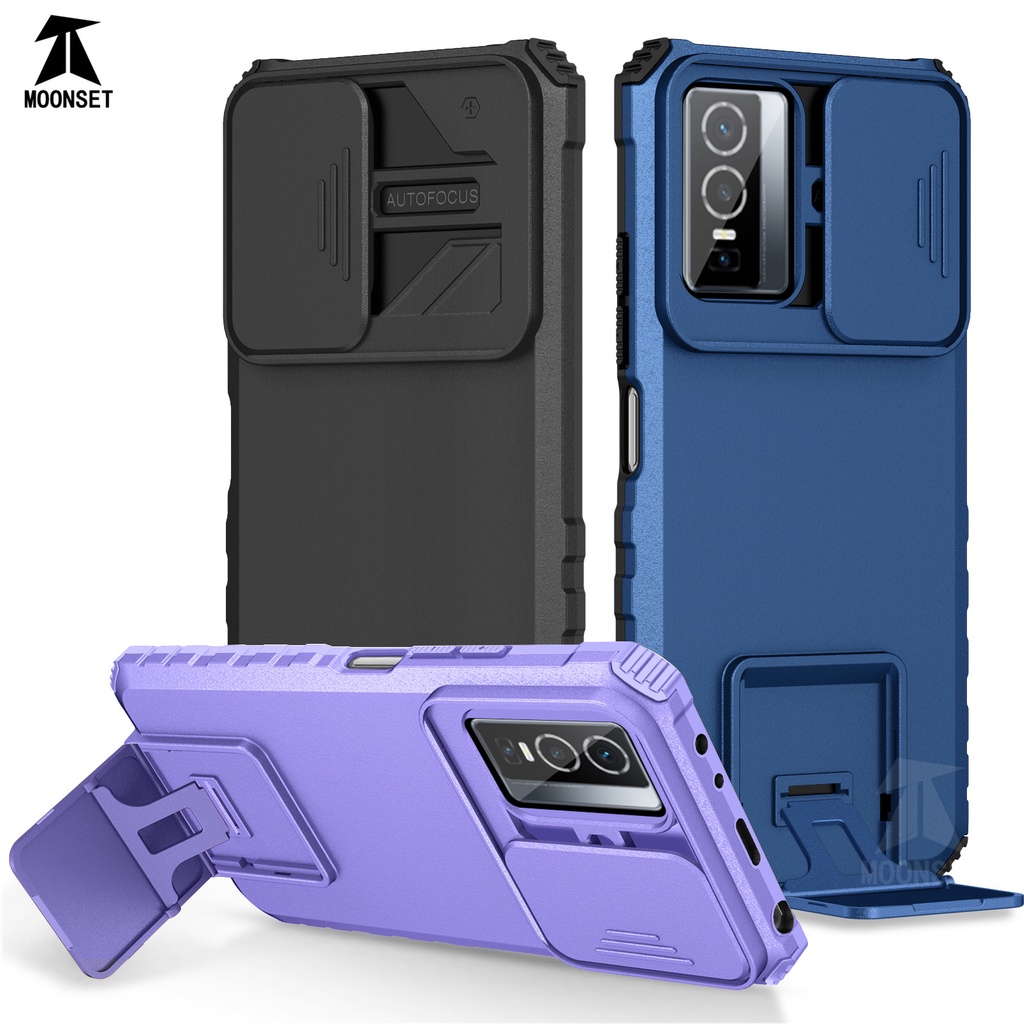 Cover Per Vivo Y76 5G Con Anello Girevole: Custodia In Silicone TPU E PC, Ultra Sottile, Antiurto Con Supporto Magnetico, Rossa - 3