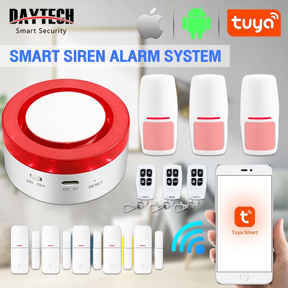 DAYTECH Home Security Alarm System TUYA APP Wireless Home Alarm System WiFi  Smart Siren Detector Sensor Phone APP Control Android iOS WIFI07-3