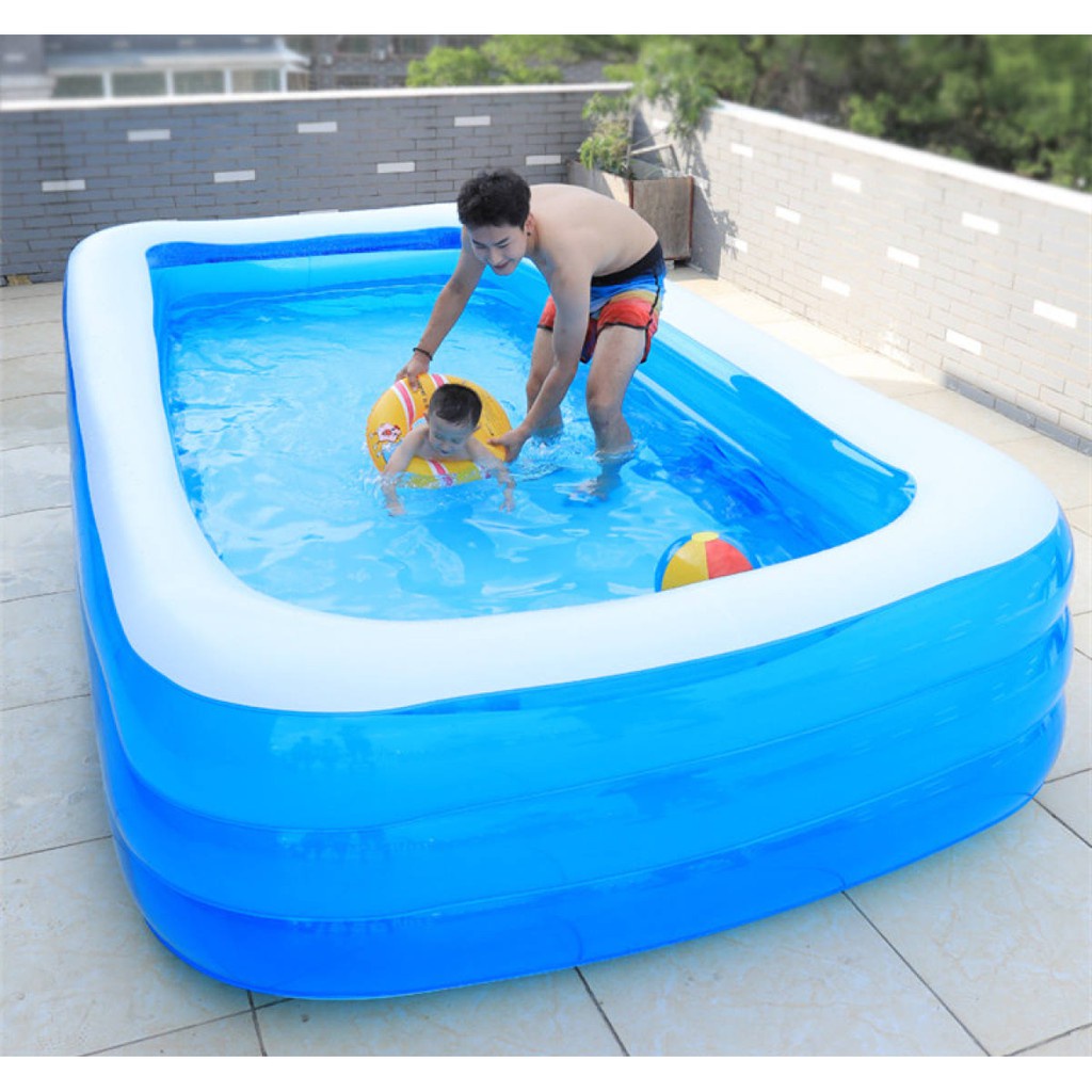 LSS Three layer family adult durable inflatable Summer children s rectangular swiming pool Shopee Philippines