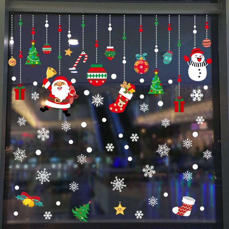 1 Set Snowman Snowflake Elk Christmas Window Sticker/ Removable PVC ...