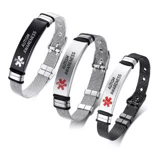 SBI Autism Awareness Bracelet - Stainless Steel Adjustable Chain, Medical ID Style - View #7