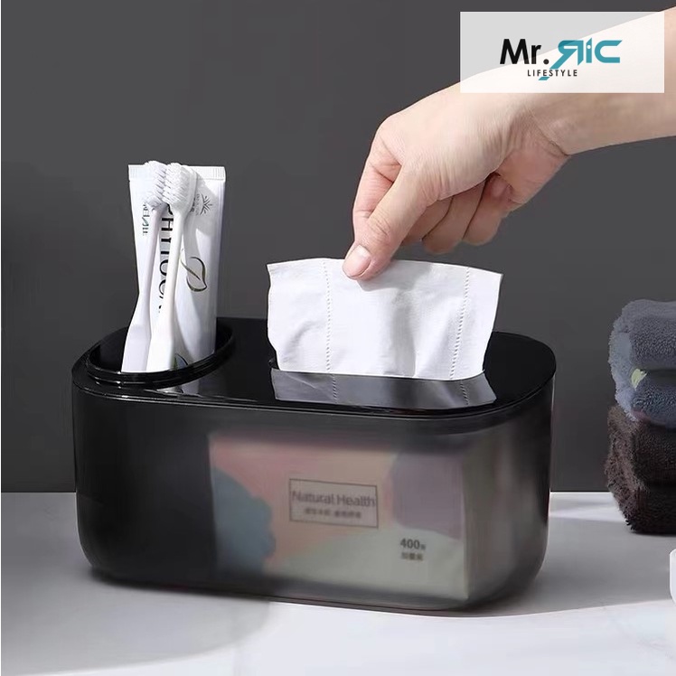 Premium Matte Black Tissue Holder Storage Multifunction Container Cover ...