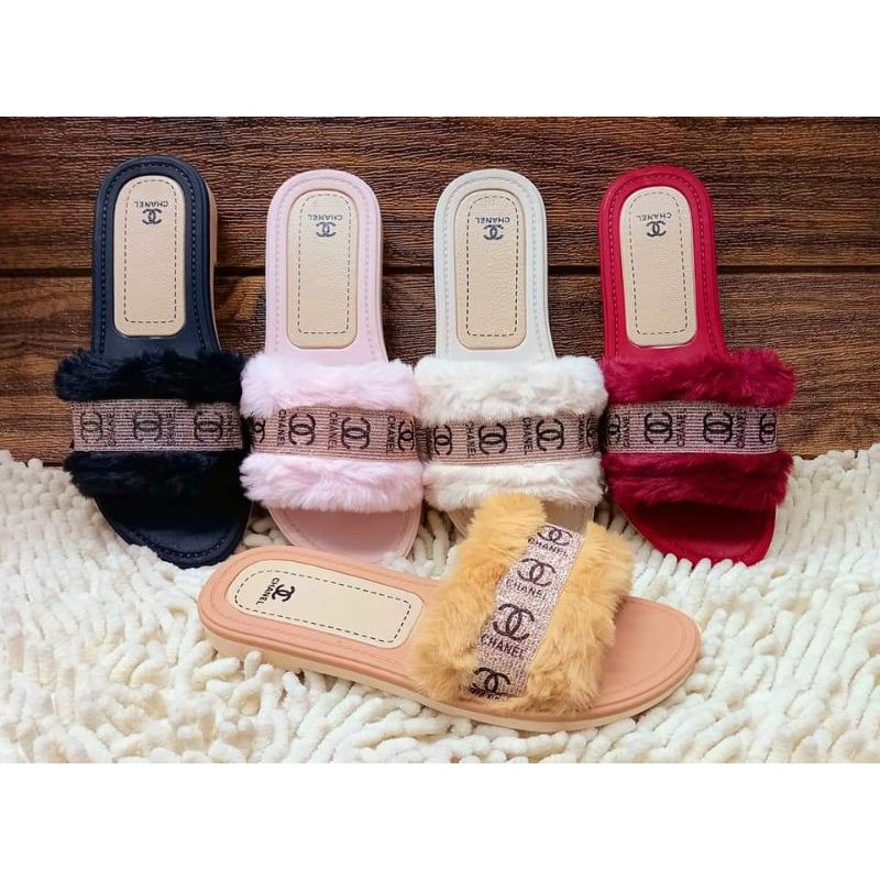 Fur discount slides chanel