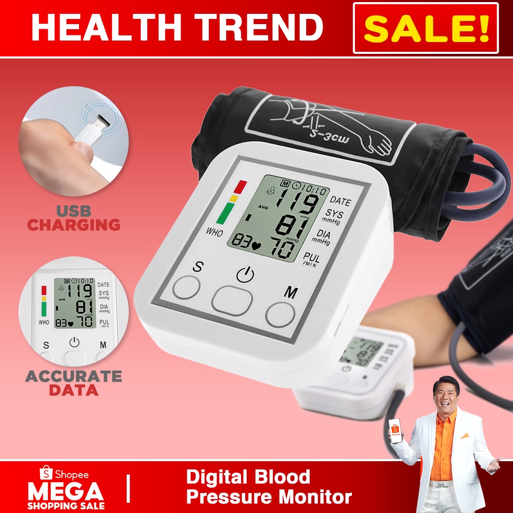 Portable Automatic Blood Pressure BP Monitor Upper Arm Pulse