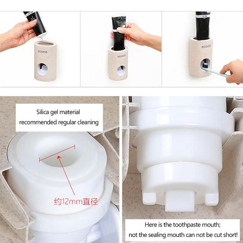 Toothpaste Dispenser Automatic Toothbrush Holder Set Wall Mounted ...