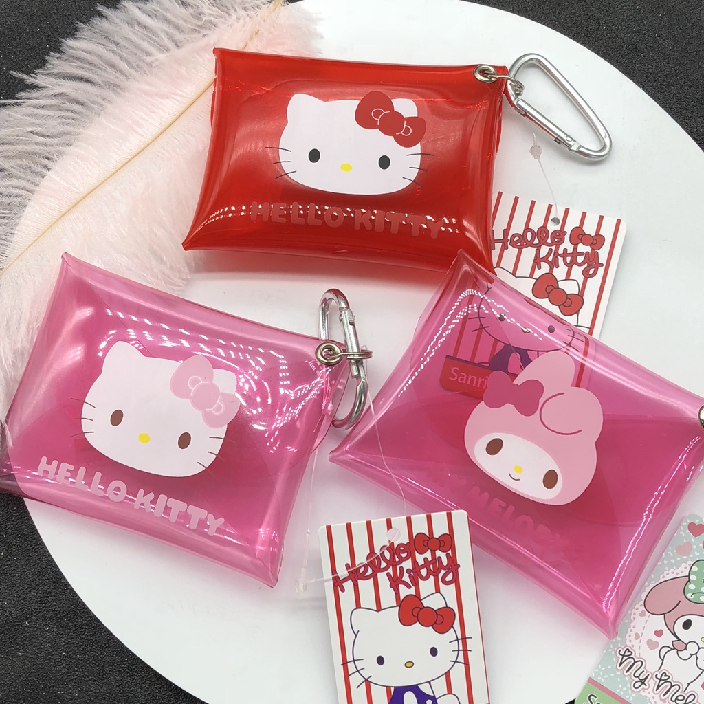 Cartoon Hello Kitty Wallet Cute Melody PVC Jelly Coin Purse Transparent Jelly Bag Coin Pouch Storage Bag with Carabin Drop Shipping Shopee Philippines