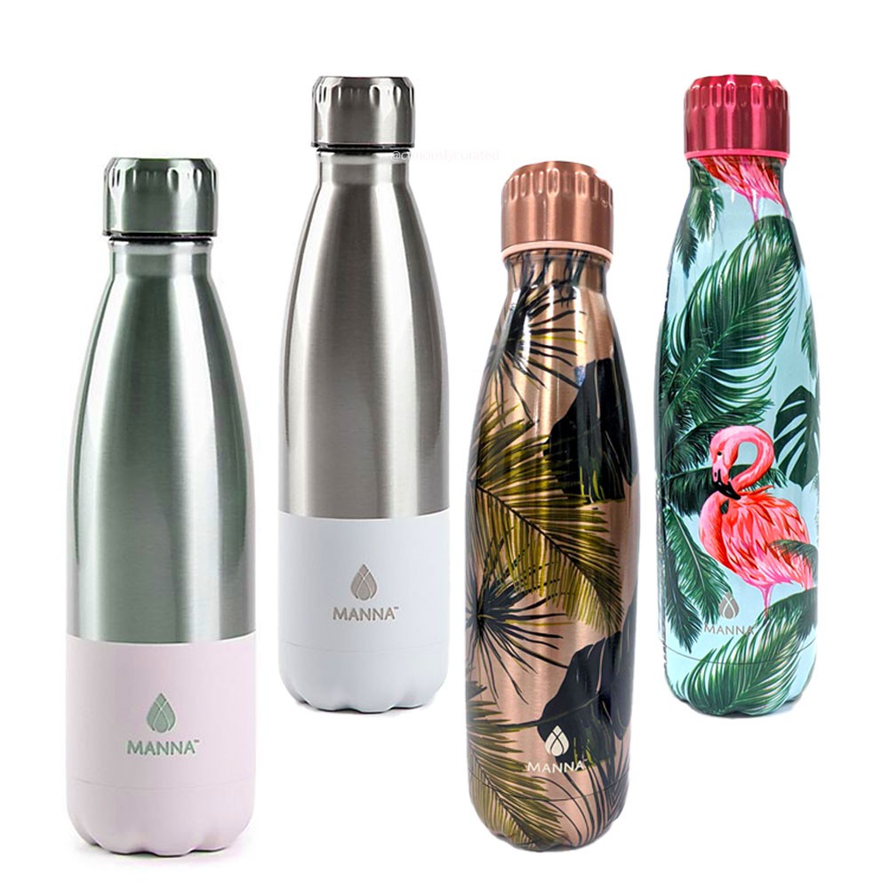 Manna Vogue S/2 17oz. Double Wall Stainless Steel Water Bottles 