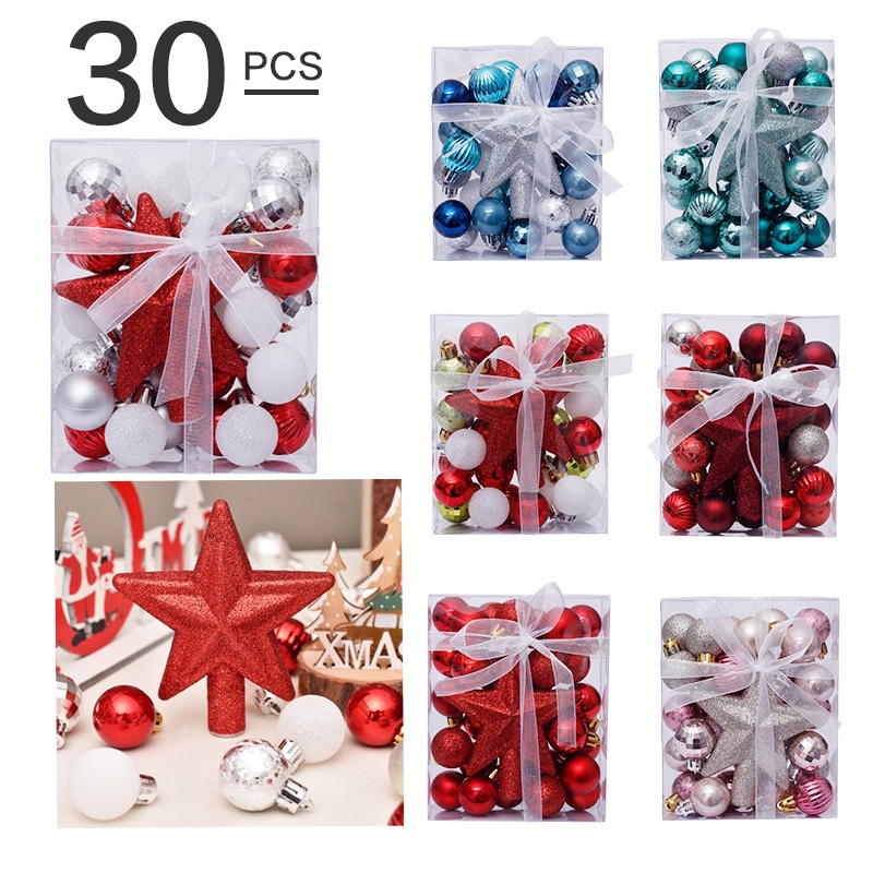 12/30Pcs Glitter Colorful Christmas Tree Balls Set / Xmas Party Baubles