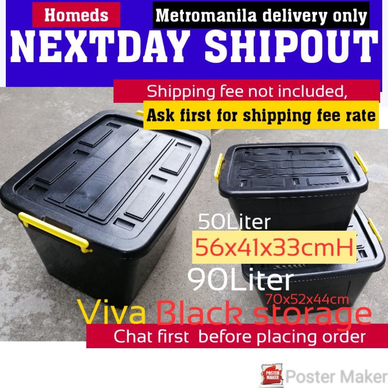 (cod) Black long big storages box 120L METROMANILA ONLY E | Shopee ...