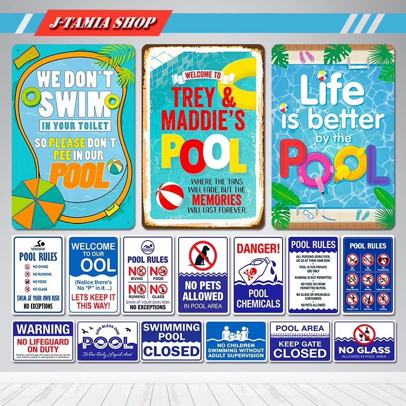 Life Is Better By The Pool Swimming pool rules Signs Metal Tin Signs ...