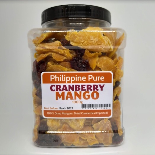 Philippine Pure CRANBERRY MANGO 1000g Jar dried fruits Dec 2024