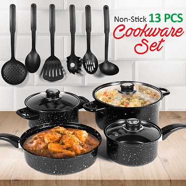 (LuckyShop977) 13 pcs Cookware Set Non Stick Pan and Casserole with ...