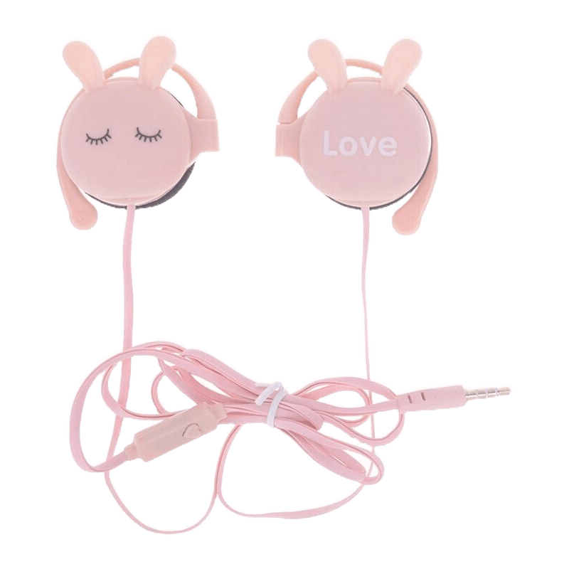 Earphones 3.5mm Over-ear Headphones Universal Cartoon Cute Rabbit Wired ...