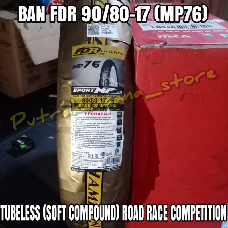 TIRE FDR 90/80-17 MP76 SOFT COMPOUND ROAD RACE COMPETITION | Shopee ...