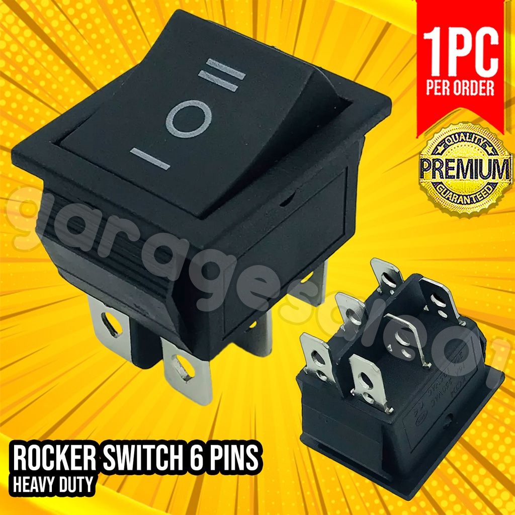 🟨Rocker Switch ON-OFF DPDT 6 Pins Heavy Duty Black/Red🟨 | Shopee ...