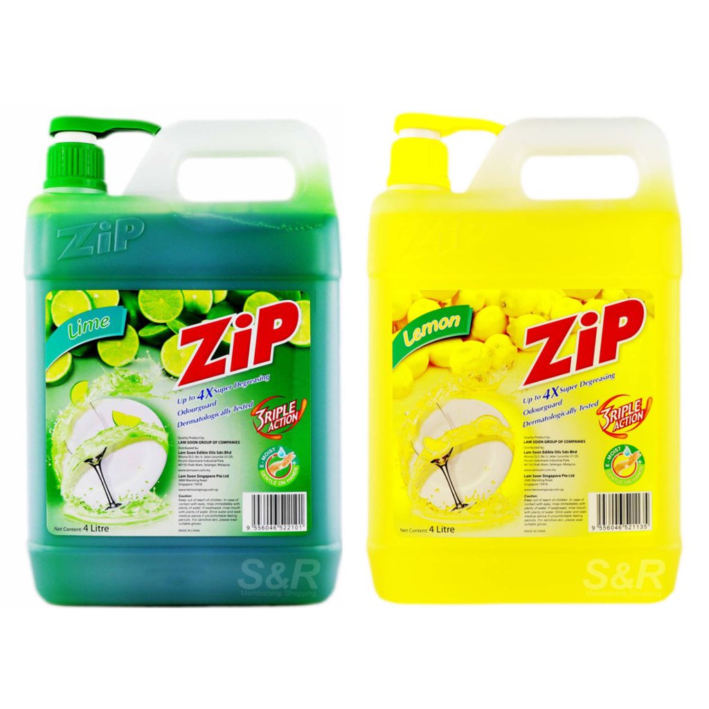 ZIP Dishwashing Liquid Soap Lime / Lemon 4L plastic gallon Shopee