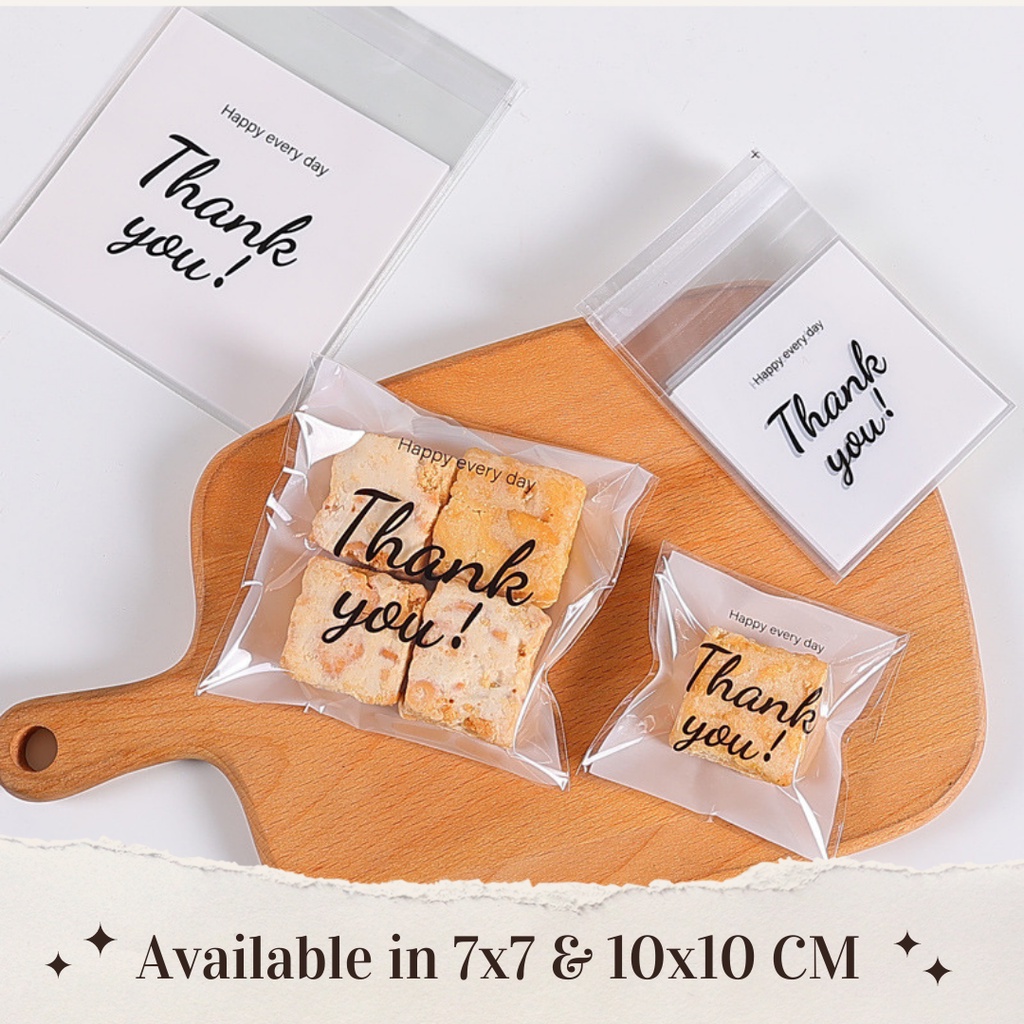 (100 PCS) Thank You 10x10 cm and 7x7 cm Food Packaging Cookie Bag ...