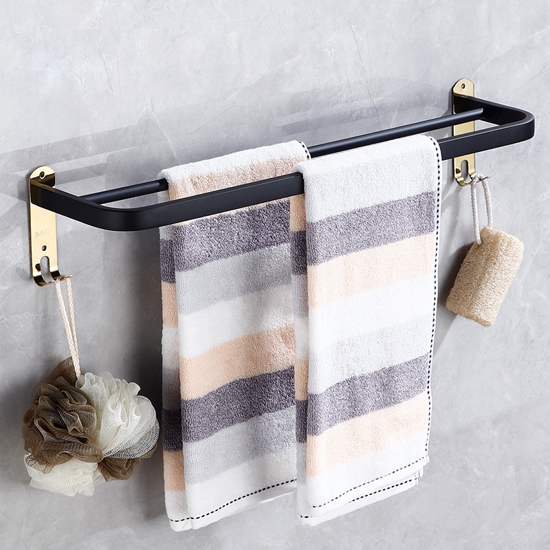 SUS304 Black Stainless Steel Bathroom Organizer Bathroom Shelf Towel ...
