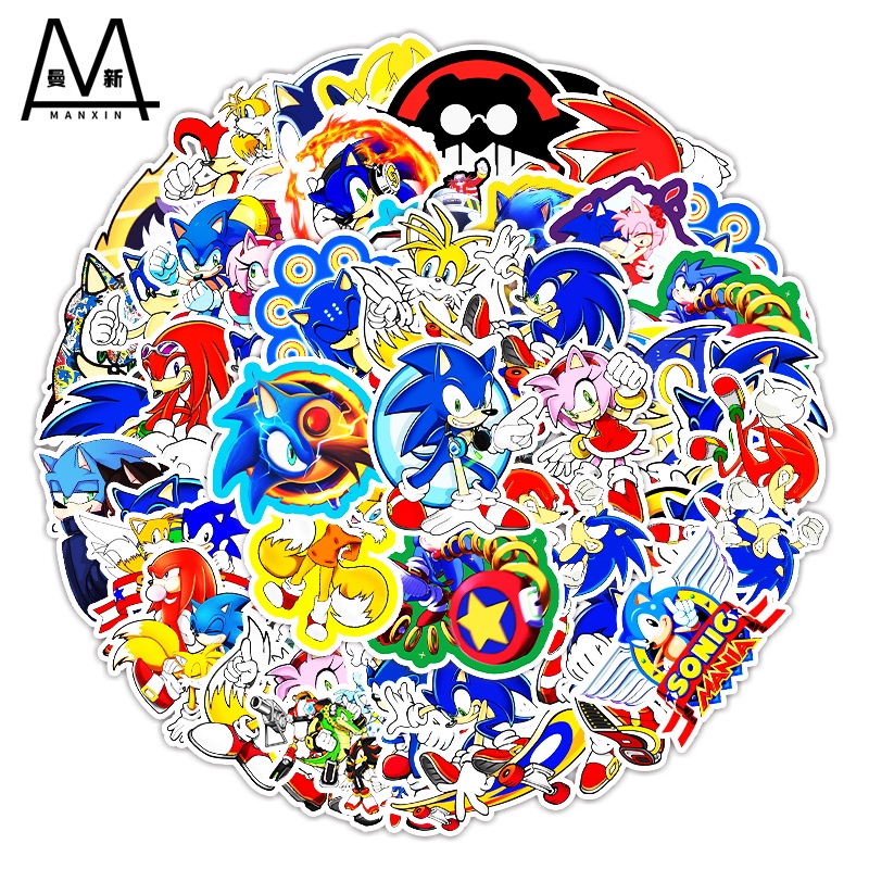51pcs Anime Sonic Cartoon Graffiti Stickers Waterproof Stickers for ...