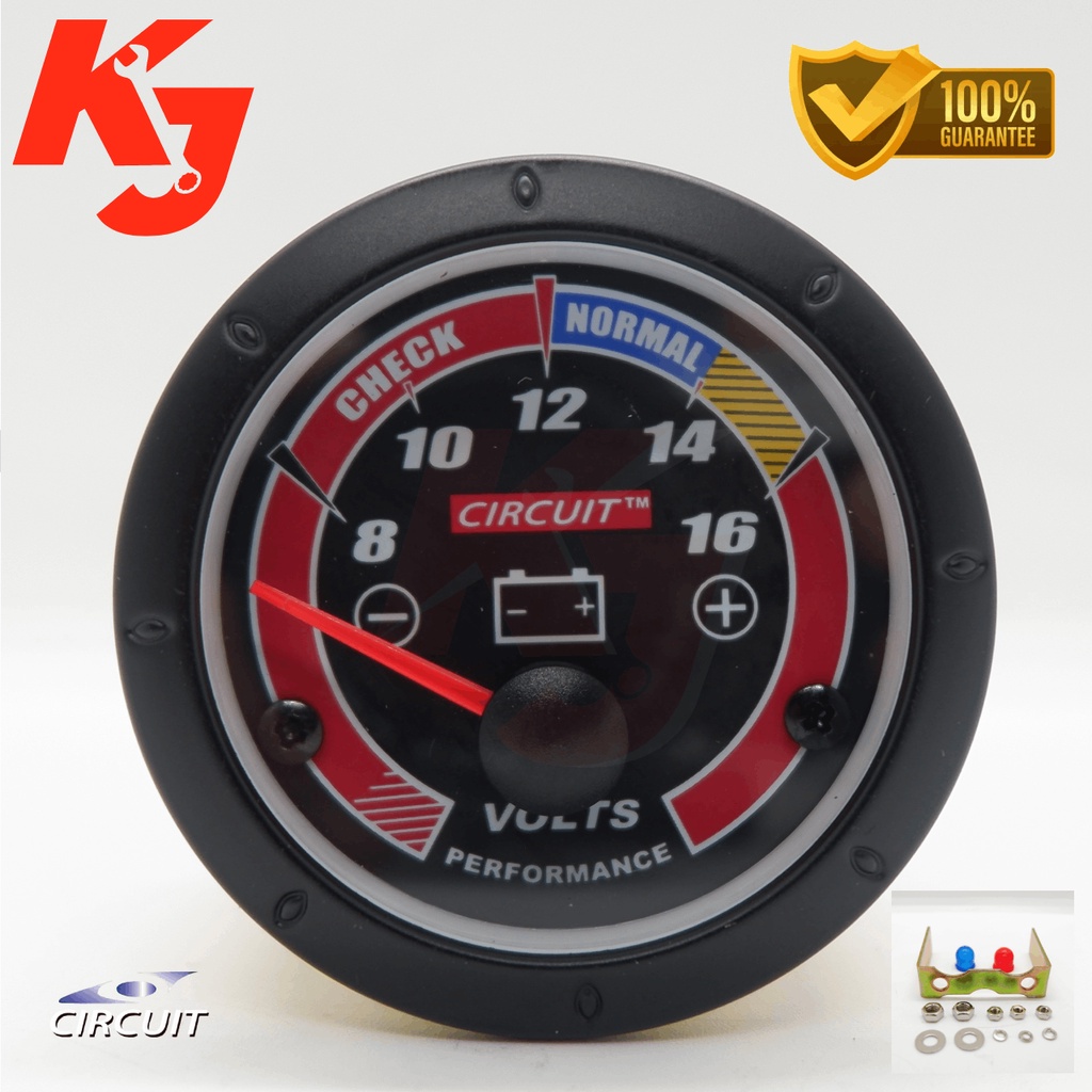 Circuit Volt Meter Gauge 12V (Black)/ Redline Voltmeter Gauge 12V