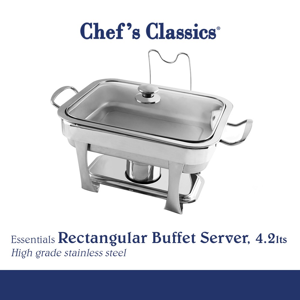 Chef's Classics Essentials Stainless Steel Rectangular Buffet Server, 4 ...