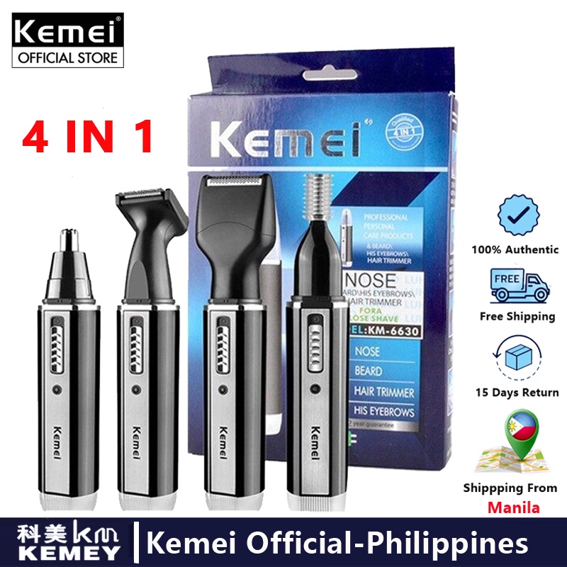 Kemei 4 In 1 Nose Hair Beard Eyebrow Rechargeable Electric Trimmer Ear Shaver Km 6630 Shopee