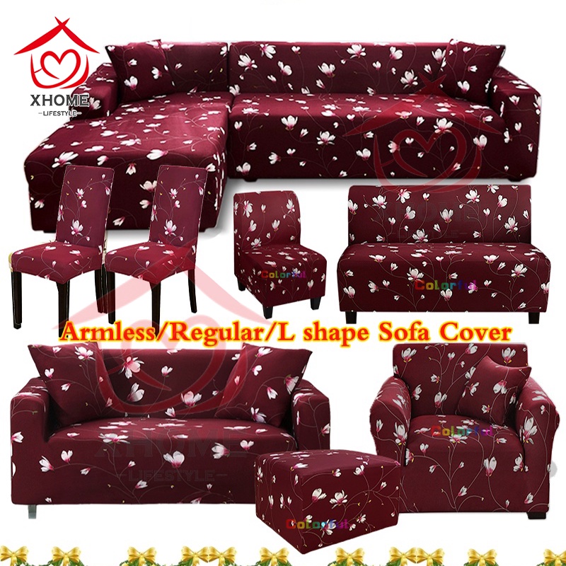 Red⭐stretchable sofa cover 1 2 3 4 seater l shape elastic universal
