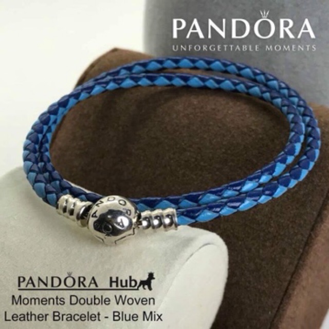 Woven Double Leather Blue Mix Bracelet