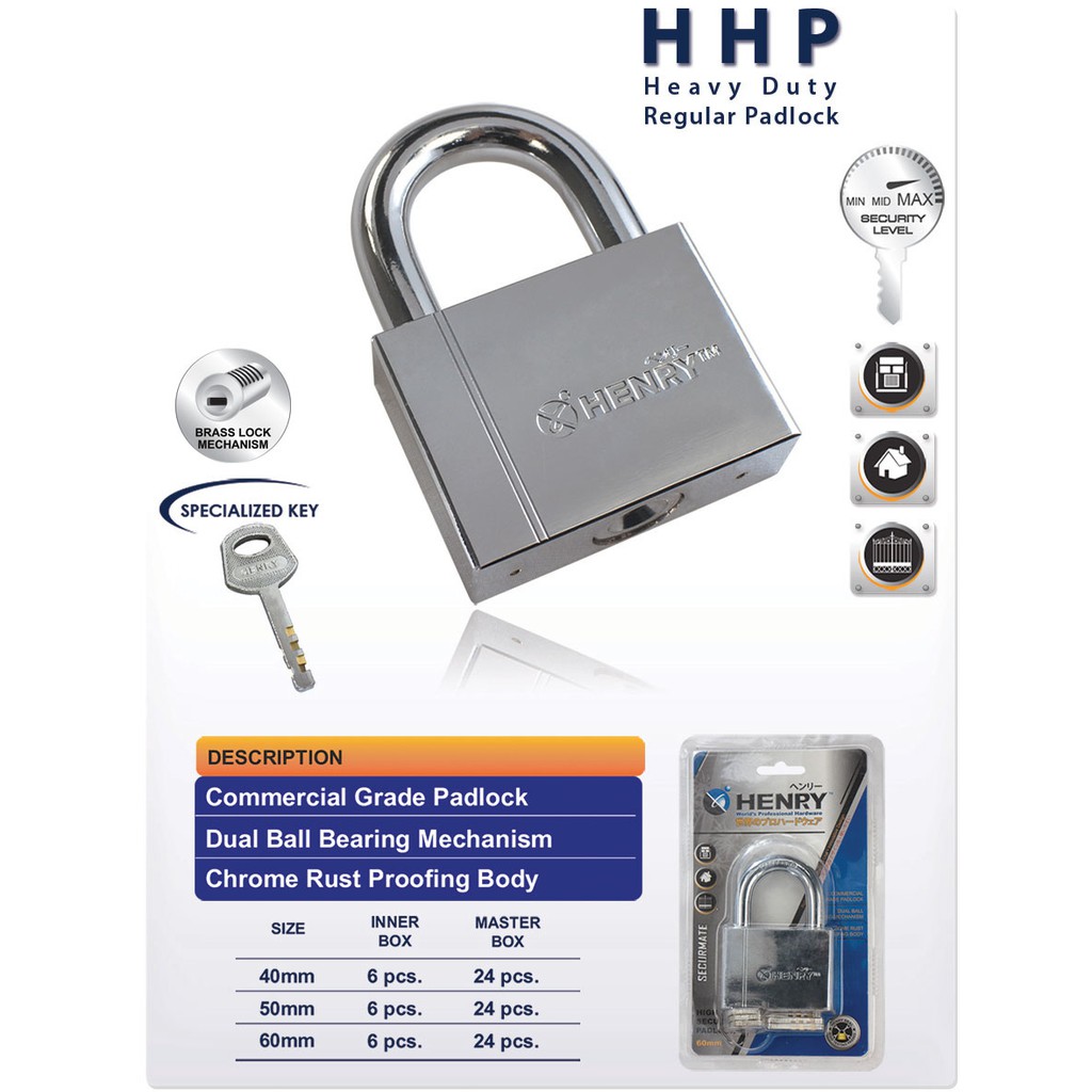 Henry Heavy Duty Regular Padlock HHP 60mm | Shopee Philippines