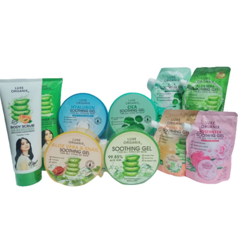 【Ready Stock】 ☒ LUXE ORGANIX SOOTHING GEL ALOE VERA & SNAIL/SHOWER GEL