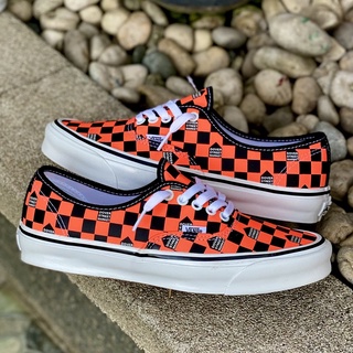 Orange and outlet black checkered vans