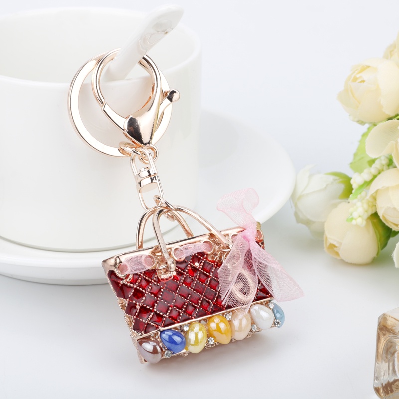 New Style Shaped Metal Bag Charming Purse Handbag Keychain Beads ...